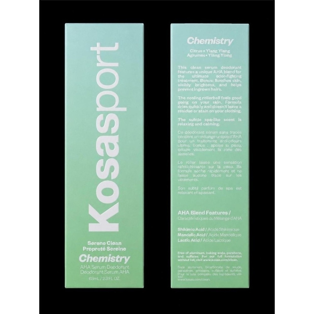 Kosas Sport Serene Clean Chemistry AHA Serum Deodorant NIB 2.3oz Natural Granola